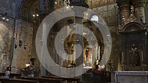 Religious mosaic painting on the dome of St. Marco Church intern