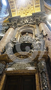 Religious mosaic painting on the dome of St. Marco Church intern