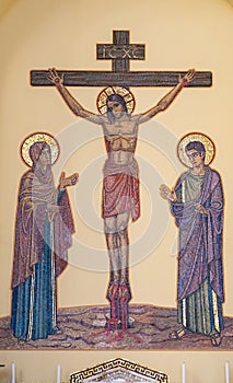 Religious mosaic representing Jesus Christ´s crucifixion