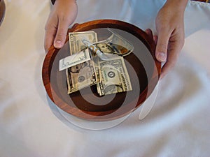 Religious Offering Collection Plate photo