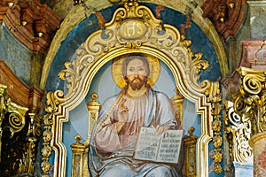 Religious Orthodox Icon Of Sitting Lord Jesus