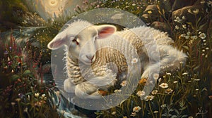 Religious painting of both Judaism and Christianity, lamb as a symbol of innocence and purity.