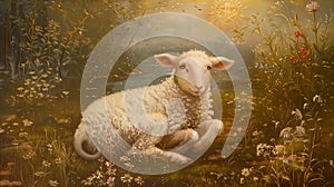 Religious painting of both Judaism and Christianity, lamb as a symbol of innocence and purity.