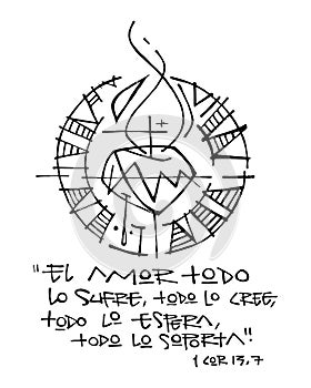 Religious phrase in spanish, illustration