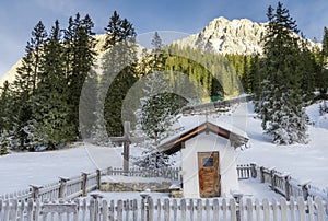 Religious place in a winter scene