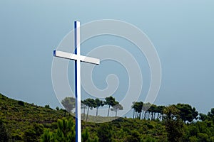 Religious sign located in the natural setting of the desert of las palmas