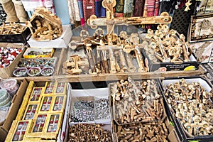 Religious souvenir stall in the old part of Jerusalem