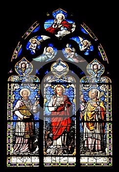 Religious stained glass mural