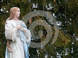 Religious Statue Iconography Mary in an Outdoor Setting