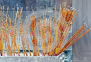 Religious sticks in the Buddhist temple