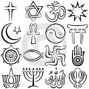 Religious Symbols Line Art