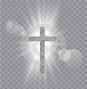 Religious three crosses with sun rays