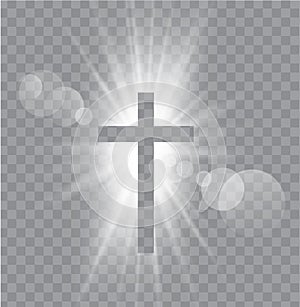 Religious three crosses with sun rays photo