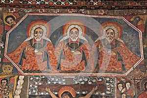 Religious wall paintings in Debre Birhan Selassie church