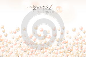 Relistic pearl background. Light backdrop with copy space. Fashionable chic template. Vector illustration.