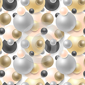 Relistic pearl seamless background. Fashionable chic pattern. Vector repeatable illustration.