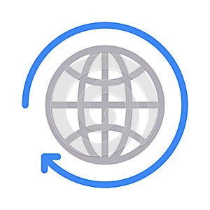 Reload globe thin line color vector icon