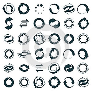 Reload icons isolated on white background vector set, loop arrow