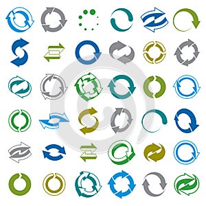 Reload icons isolated on white background vector set, loop arrow