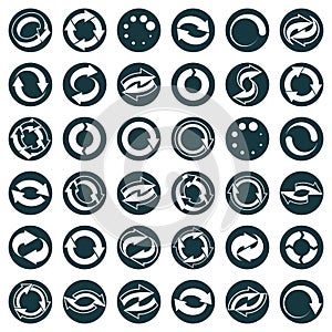 Reload icons isolated on white background vector set, loop arrow