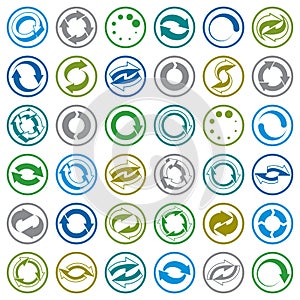 Reload icons isolated on white background vector set, loop arrow
