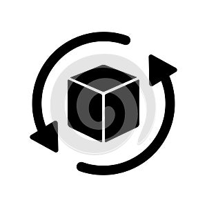 Reload or return package box in circular arrow icon