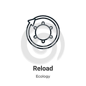 Reload symbol outline vector icon. Thin line black reload symbol icon, flat vector simple element illustration from editable