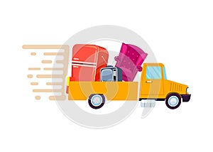 Relocation freight truck vector icon