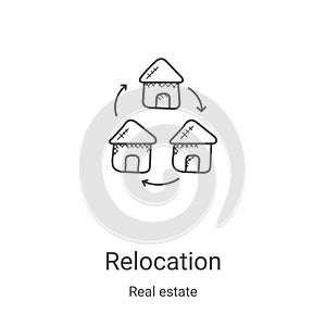 relocation icon vector from real estate collection. Thin line relocation outline icon vector illustration. Linear symbol for use