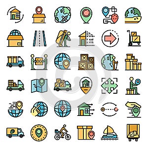 Relocation icons vector flat