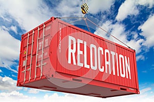 Relocation - Red Hanging Cargo Container.