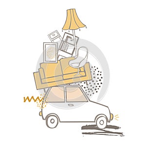 Relocation. Vector sketch illustration