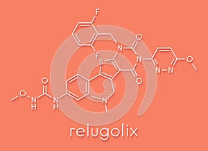 Relugolix drug molecule gonadotropin-releasing hormone receptor antagonist. Skeletal formula.