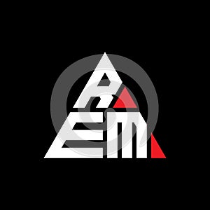 REM triangle letter logo design with triangle shape. REM triangle logo design monogram. REM triangle vector logo template with red photo