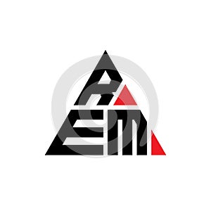 REM triangle letter logo design with triangle shape. REM triangle logo design monogram. REM triangle vector logo template with red photo