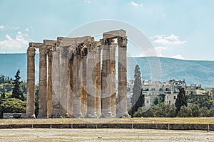 The remain columns of Temple of Olympian Zeus in Athens, Greece.