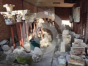 Remain of roman antique stonework Sirmium Serbia Sremska Mitrovica