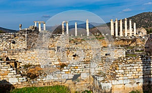 Remained architectural constructions on ruins of Aphrodisias, Turkey