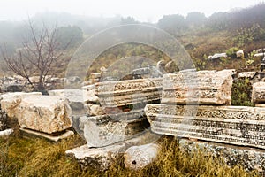 Remained architectural elements at Turkish archaeological site of Sagalassos