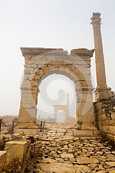 Remained honorific arched gate and Corinthian column in Sagalassos