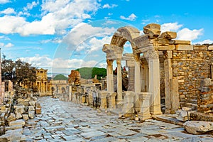 Remained main street of Curetes in Ephesus, Turkey