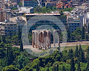 Remaining Corinthian style columns of Olympic Zeus ancient temple in Athens Greece