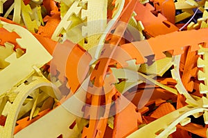 The remaining pieces of rubber from the production of industrial products.