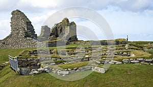 The remains of the 16C `New Hall` in Jarlshof, Shetland