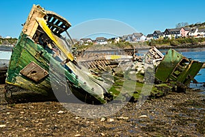 Remains of an abandoned boat at hooe lake