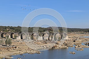 Remains of the Ajuda bridge over The Guadiana River photo