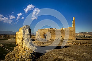 Remains of Alcal Castle on top of a hill in Mula, Region of Murcia, Spain photo