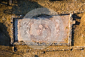 Remains of an ancient Byzantine 4-5th century mosaic floor and basillica