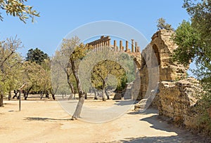 Remains of the ancient greek city of Akragas in Agrigento photo