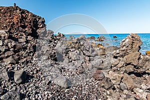 Remains of Ancient Lava Flows on Anaeho\'omalu Bay
